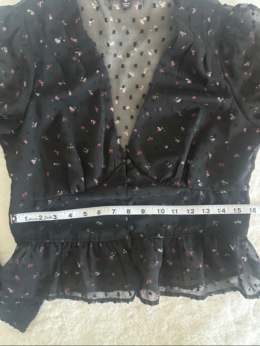 Lulus Best Mood Black Floral Print Long Sleeve Button-up Blouse - Size M - NWOT - Picture 12 of 12